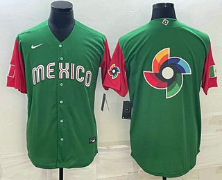 Men%27s Mexico Baseball 2023 Green World Big Logo With Patch Classic Stitched Jersey->2023 world baseball classic->MLB Jersey